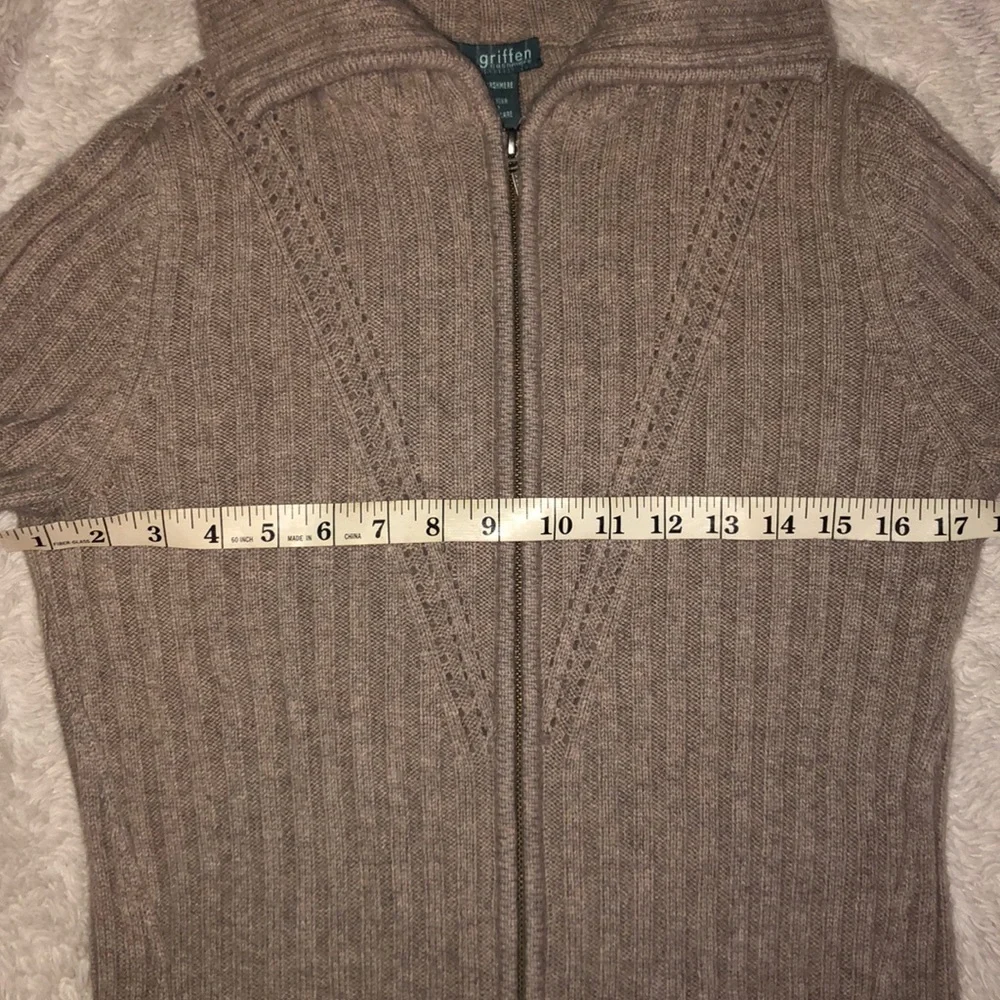 Griffen Cashmere beige long duster zip cardigan - Picture 5 of 5